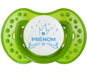 Couronne bleue cœur design-1 avec prénom : Sucette LOVI Dynamic personnalisée