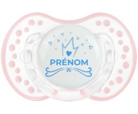 Couronne bleue cœur design-1 avec prénom : Retro-blanc-rose-tendre classique Tétine embout Lovi Dynamic