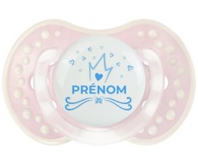Couronne bleue cœur design-1 avec prénom : Retro-rose-tendre classique Tétine embout Lovi Dynamic