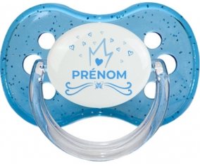 Couronne bleue cœur design-1 avec prénom : Sucette Cerise personnalisée