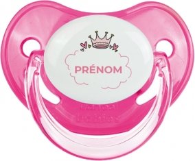 Couronne rose bulle cœur avec prénom : Rose classique Tétine embout physiologique