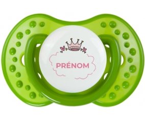 Couronne rose bulle cœur avec prénom : Vert classique Tétine embout Lovi Dynamic