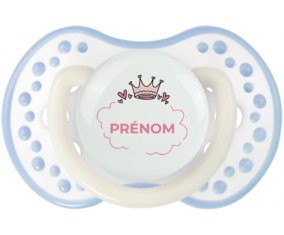 Couronne rose bulle cœur avec prénom : Blanc-cyan classique Tétine embout Lovi Dynamic