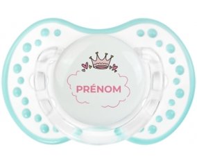 Couronne rose bulle cœur avec prénom : Retro-blanc-lagon classique Tétine embout Lovi Dynamic