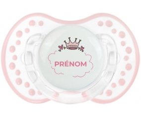 Couronne rose bulle cœur avec prénom : Retro-blanc-rose-tendre classique Tétine embout Lovi Dynamic