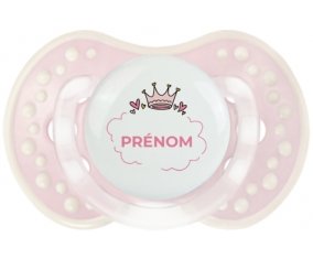 Couronne rose bulle cœur avec prénom : Retro-rose-tendre classique Tétine embout Lovi Dynamic