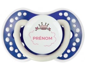 Couronne rose bulle cœur avec prénom : Bleu-marine phosphorescente Tétine embout Lovi Dynamic