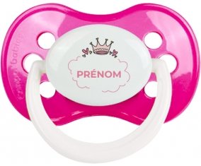 Couronne rose bulle cœur avec prénom : Rose foncé classique Tétine embout anatomique