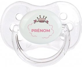 Couronne rose bulle cœur avec prénom : Transparent classique Tétine embout cerise