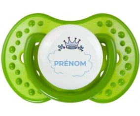 Couronne bleue bulle cœur avec prénom : Vert classique Tétine embout Lovi Dynamic