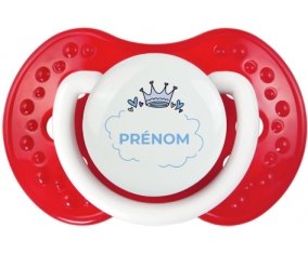 Couronne bleue bulle cœur avec prénom : Blanc-rouge classique Tétine embout Lovi Dynamic
