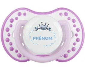 Couronne bleue bulle cœur avec prénom : Blanc-mauve classique Tétine embout Lovi Dynamic