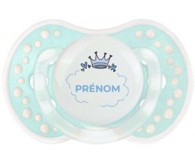 Couronne bleue bulle cœur avec prénom : Retro-turquoise-lagon classique Tétine embout Lovi Dynamic