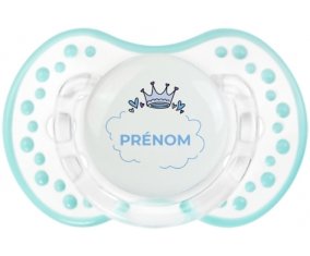 Couronne bleue bulle cœur avec prénom : Retro-blanc-lagon classique Tétine embout Lovi Dynamic