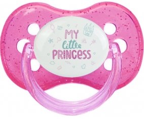 My little princess design-1 : Rose à paillette Tétine embout cerise