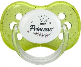 Couronne noire princesse : Vert à paillette Tétine embout cerise