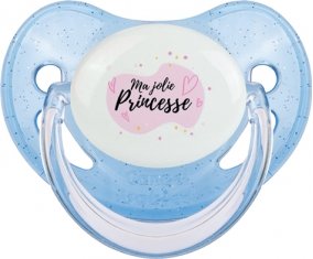 Ma jolie princese design-1 : Bleue à paillette Tétine embout physiologique
