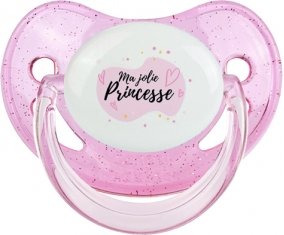 Ma jolie princese design-1 : Rose à paillette Tétine embout physiologique