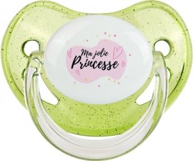 Ma jolie princese design-1 : Vert à paillette Tétine embout physiologique