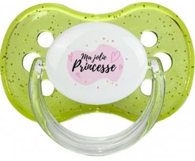 Ma jolie princese design-1 : Vert à paillette Tétine embout cerise