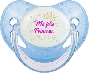 Ma jolie princese design-2 : Bleue à paillette Tétine embout physiologique