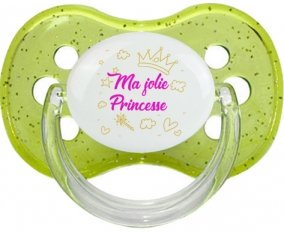 Ma jolie princese design-2 : Vert à paillette Tétine embout cerise