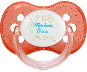 Mon beau prince design-2 : Rouge à paillette Tétine embout cerise