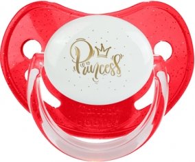Couronne dorée princesse : Rouge à paillette Tétine embout physiologique