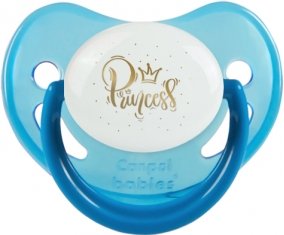 Couronne dorée princesse : Bleue phosphorescente Tétine embout physiologique