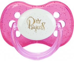 Couronne dorée princesse : Rose à paillette Tétine embout cerise