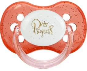 Couronne dorée princesse : Rouge à paillette Tétine embout cerise