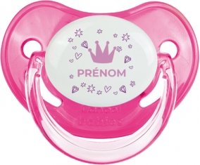 Couronne rose cœur design-2 avec prénom : Rose classique Tétine embout physiologique