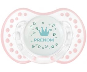 Couronne bleue cœur design-2 avec prénom : Retro-blanc-rose-tendre classique Tétine embout Lovi Dynamic