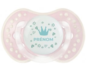 Couronne bleue cœur design-2 avec prénom : Retro-rose-tendre classique Tétine embout Lovi Dynamic