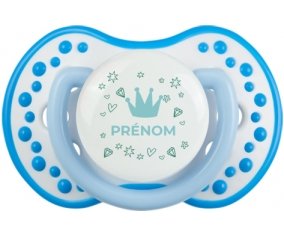 Couronne bleue cœur design-2 avec prénom : Blanc-bleu phosphorescente Tétine embout Lovi Dynamic