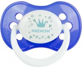 Couronne bleue cœur design-2 avec prénom : Sucette Anatomique personnalisée