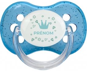 Couronne bleue cœur design-2 avec prénom : Sucette Cerise personnalisée