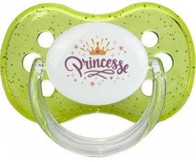 Couronne jaune étoile princesse design-2 : Vert à paillette Tétine embout cerise