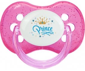 Couronne jaune étoile prince design-2 : Rose à paillette Tétine embout cerise