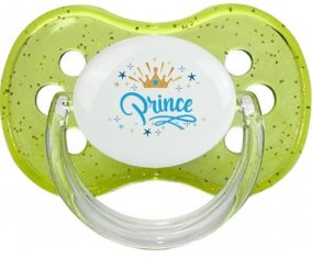 Couronne jaune étoile prince design-2 : Vert à paillette Tétine embout cerise