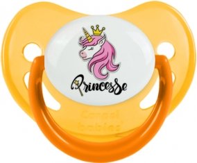 Licorne rose princesse : Jaune phosphorescente Tétine embout physiologique