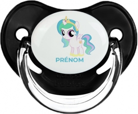 My Little Pony Princesse Célestia design-1 avec prénom : Noir classique Tétine embout physiologique