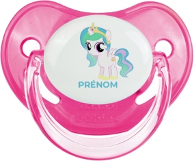 My Little Pony Princesse Célestia design-1 avec prénom : Rose classique Tétine embout physiologique
