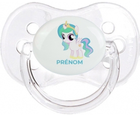 My Little Pony Princesse Célestia design-1 avec prénom : Transparent classique Tétine embout cerise
