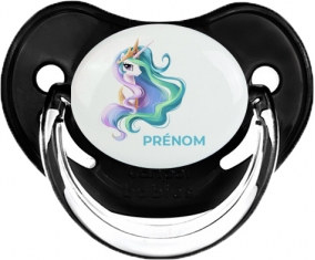 My Little Pony Princesse Célestia design-2 avec prénom : Noir classique Tétine embout physiologique