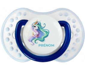 My Little Pony Princesse Célestia design-2 avec prénom : Marine-blanc-bleu classique Tétine embout Lovi Dynamic