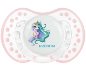 My Little Pony Princesse Célestia design-2 avec prénom : Retro-blanc-rose-tendre classique Tétine embout Lovi Dynamic