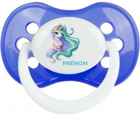 My Little Pony Princesse Célestia design-2 avec prénom : Bleu classique Tétine embout anatomique