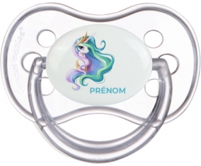 My Little Pony Princesse Célestia design-2 avec prénom : Transparente classique Tétine embout anatomique