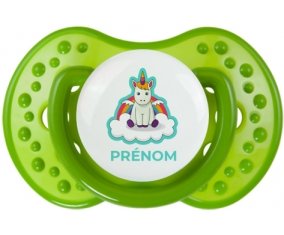 Licorne avec ailes sur nuage avec prénom : Sucette LOVI Dynamic personnalisée